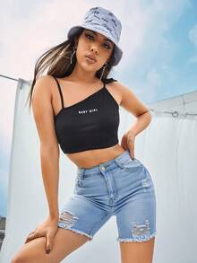 Flexra Light Blue Casual Frayed Hem Versatile Daily Denim Shorts - Medium Wash - View 4