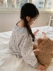 DAZY Girls Toddler Ditsy Floral Long Sleeve Top And Pants Pajama Set, Fall - Apricot - View 5