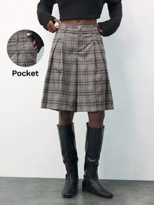 Maija 女士休闲复古格子宽松阔腿裤 - 彩色 - 查看 1