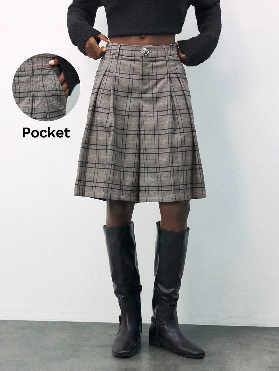 Maija 女士休闲复古格子宽松阔腿裤 - 彩色 - 查看 1