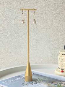 1pc/2pcs Elegant Metal T-Shape Earring Display Stand, Ring Display Holder, Suitable For Wedding, Valentine's Day, Party Gift Showcase Sun Travel Cool Back To School - Gold - View 2