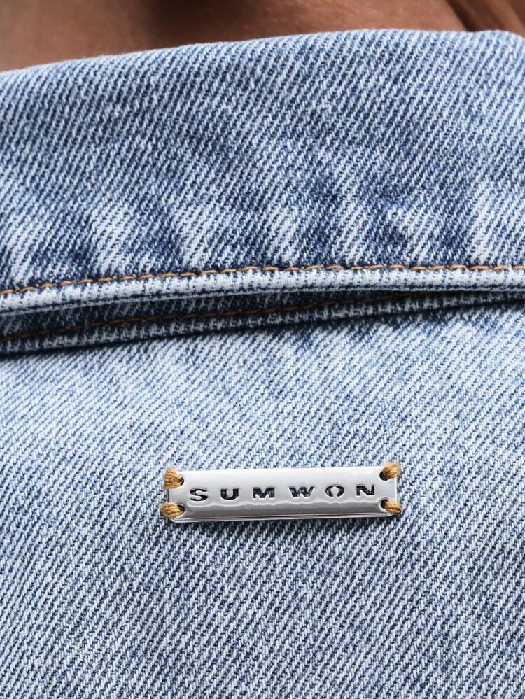 Denim Shirt With Metal Eyelet Details