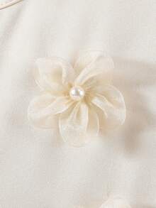 SHEIN Baby Girl Cute & Elegant Butterfly Organza Ruffle Floral Collar Dress - Apricot - View 5