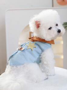 PETSIN 1 pieza Ropa universal para gato/perro, chaqueta con estilo de sheriff occidental, chaqueta con cuello de contraste elegante y fresca - Azul - Ver 7