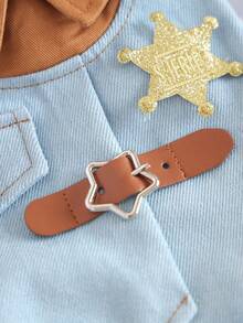 PETSIN 1 pieza Ropa universal para gato/perro, chaqueta con estilo de sheriff occidental, chaqueta con cuello de contraste elegante y fresca - Azul - Ver 4