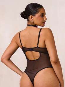 SHEIN BAE 4pcs Cute Romantic Laced Lingerie Set With Straps, Sexy - Black - View 2