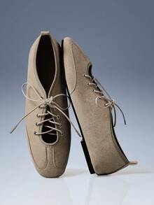 CUCCOO GRLICON 女士系带平底鞋。 - 杏色 - 查看 3