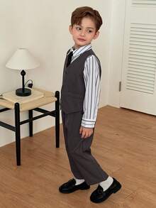 DAZY Toddler Boys' Minimalist Daily Wear Gentleman Suit - Dark Grey - View 5