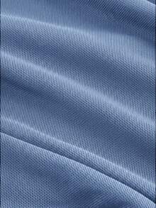 SHEIN MOD Blue Long Sleeve Tight Lace-Up Women T-Shirt, Casual Wear Baby Blue Top Women Square Neck Blouse - Blue - View 4