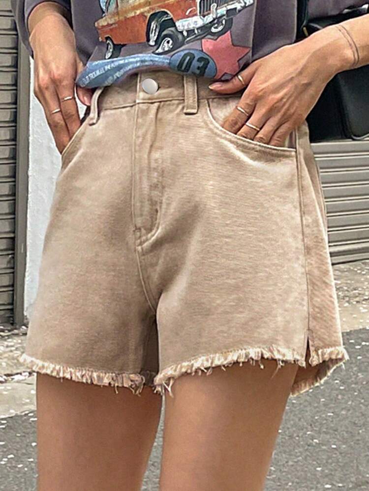Raw Hem Wide Leg Denim Shorts, Mom Shorts Jorts