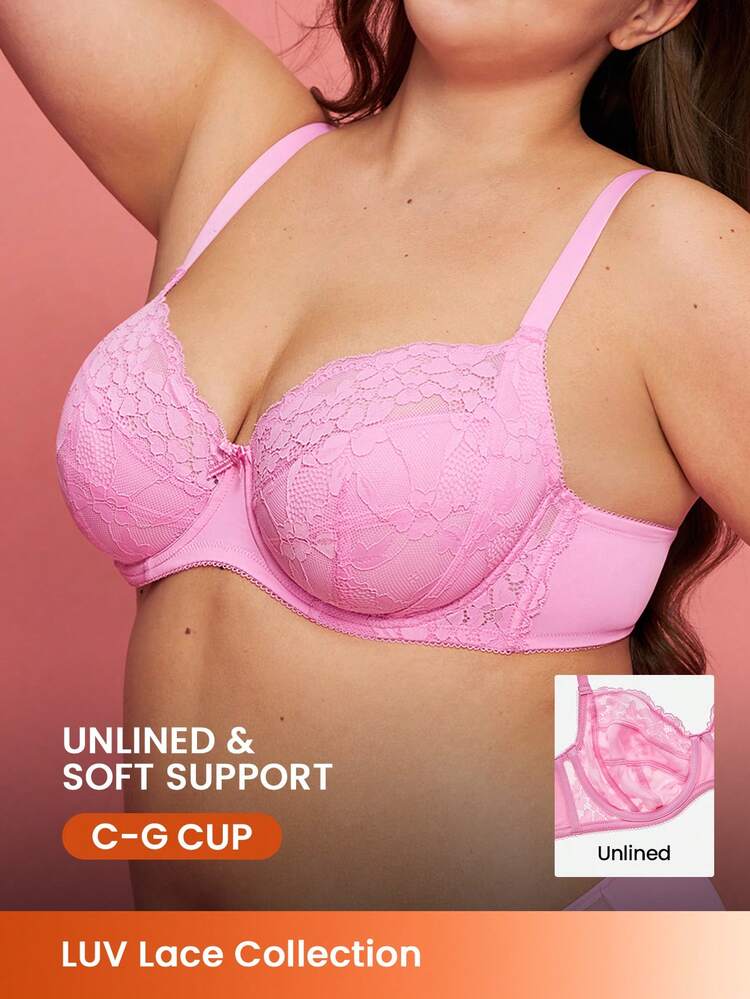 Plus Full Coverage Lace Mesh Bra