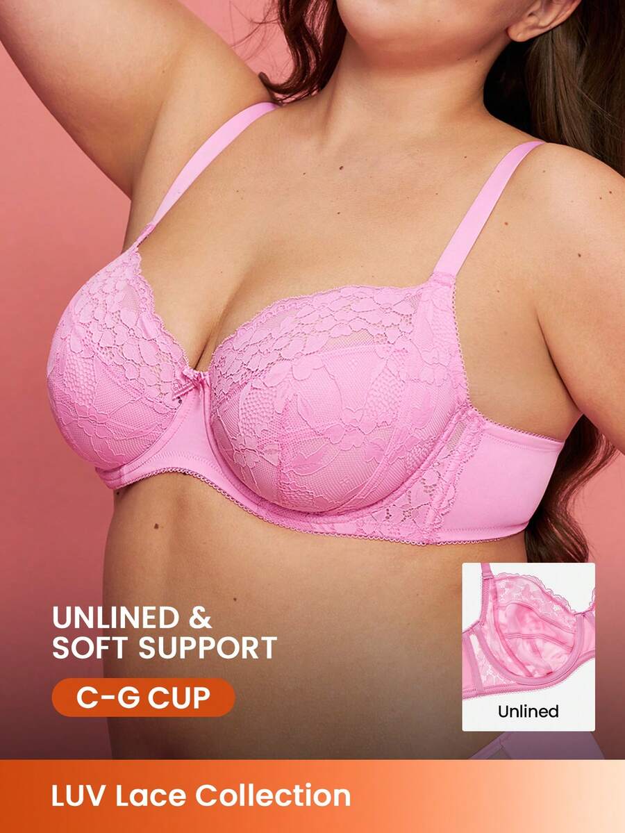 LUVLETTE 大码文胸和无钢圈文胸 - 西瓜粉 - 查看 1