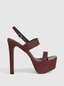 CUCCOO LuxiPop Women Heeled Sandals - Burgundy - View 1