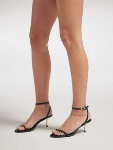 SHUZIA Women's Elegant Ankle Strap Metallic Stiletto Heel Sandals - Black - View 4