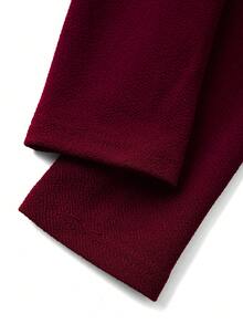 Ellevyn Angola Red Sleeveless Waist Cinched Dress, Elegant For Commuting, Office Dress - Burgundy - View 7