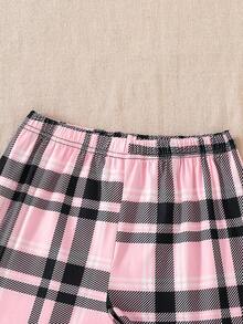 2pcs/Set Girls Pink And Black Summer Casual Heart Butterfly Print Short Sleeve Top,Pink Plaid Shorts,Loose Comfy Big Kids Sleepwear Homewear,Pe - Multicolor - View 10