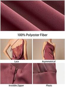 Maija Đầm dạ hội màu tím đỏ thanh lịch, kiểu đuôi cá, phối ren, hở lưng dành cho nữ. - Màu đỏ tím - Xem 10