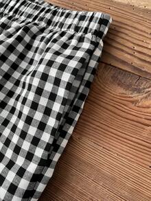 Rusticease 大码休闲格子拼接荷叶边衬衫和裤子两件套 - 彩色 - 查看 6