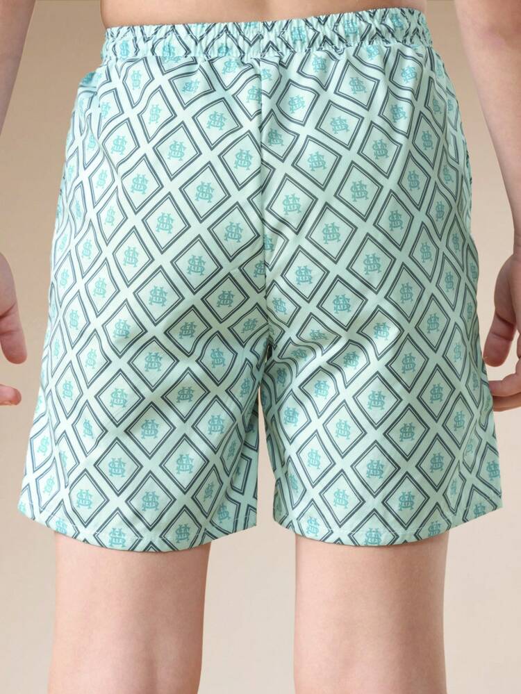 Pantaloncini da bagno con monogramma a rombi e elastico in vita