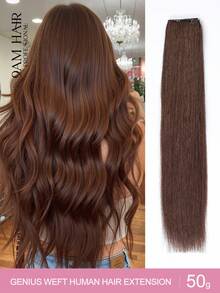 Invisible Genius Weft Human Hair Extensions Real Human Hair Salon Qulity Hair Easy To Style, Suitable For All Hair Types And Daily Wear Can Be Cut Anywhere No Shedding & No Unraveling & No Return Hair & No Scalp Rritaion Dark Brown Color S4# - S4 - View 1