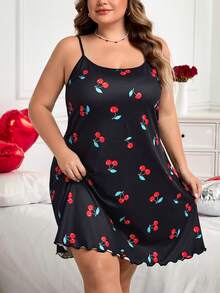 SHEIN CURVE+ Kurvenreich Plus /Valentinstag/Damen Große Größen Lässig Buchstaben Muster Trägerkleid, geeignet für den Valentinstag - Verschiedenfarbig - Übersicht 7