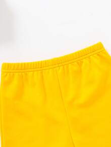 Conjunto de top sin mangas y pantalones cortos de bloques de color simple para bebé - Multicolor - Ver 3