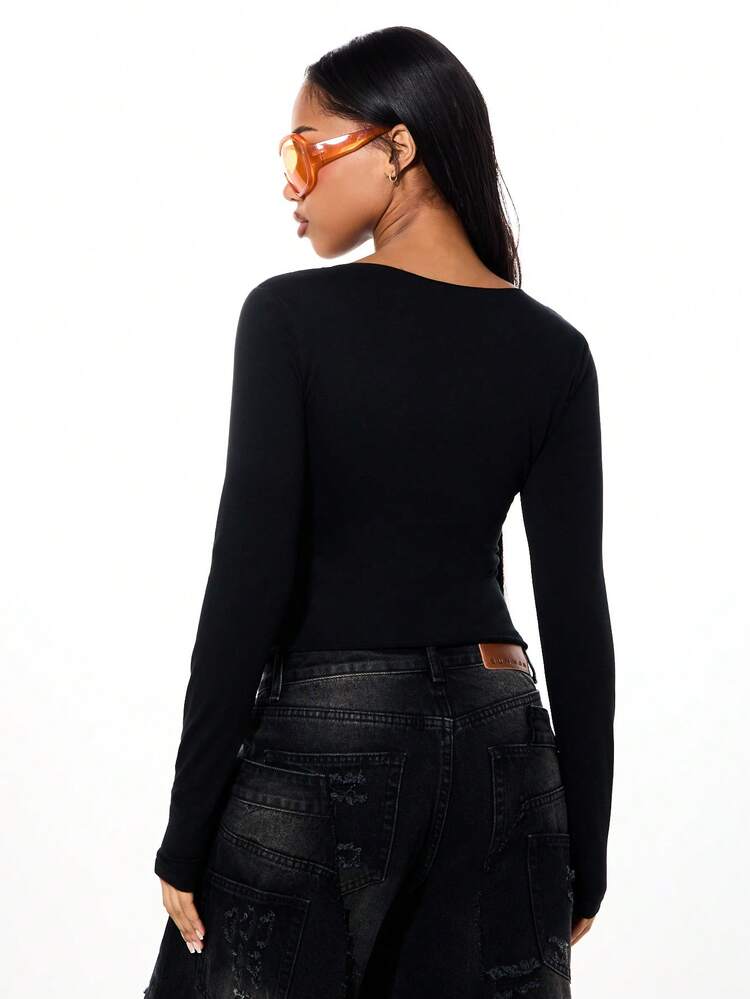 Top corto a maniche lunghe dello stato della California SUMWON WOMEN