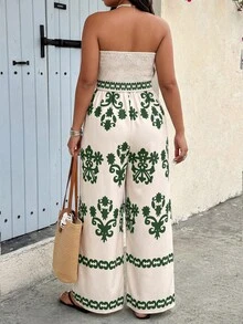 SHEIN Clasi 大码女式撞色印花连体裤 - 彩色 - 查看 2