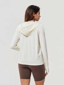 OutZeal Women Sun-Proof Jacket Summer Camping Hiking UV Protection Quick-Drying Cool Touch Hooded Long Sleeve Feature Thumbhole - White - View 6