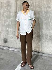 Ngobest Haus Ngobest Haus 2025 春夏男士热带棕榈树图案时尚短袖衬衫 - 彩色 - 查看 4