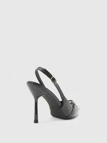 CUCCOO BIZCHIC Retro Elegant Metal Buckle High Heel Sandals, Vintage Chic, Lightweight Commuter Style, Metal Buckle Decor Enhances Elegant, Suitable For Professional Women's Commute, Also Fits Semi-Formal Occasions Like Dates And Light Dinners Valentine's Day - Black - View 8