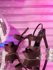 CUCCOO LuxiPop Women Heeled Sandals - Burgundy - View 2