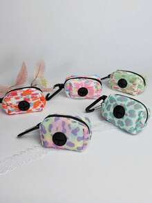 1Pc Pet Walking Printed Trash Bag Dispenser, Fashion Dog Poop Clean-Up Bags, Leash Clip On Waste Bag Holder - Multicolor - View 5