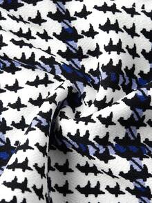 Ellevyn Women's Houndstooth Ruffle Collar Sleeveless Top And Pencil Midi Skirt Elegant 2 Pieces Set - Blue - View 7