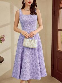 Vintamour Đầm nữ cổ điển thanh lịch họa tiết hoa jacquard, đầm công sở thường ngày, trang phục mùa hè cho nữ, đầm dạ hội cho nữ, trang phục mùa xuân cho nữ, đầm lễ Phục sinh cho nữ, trang phục đi nghỉ mát cho nữ, đầm mùa xuân cho nữ, trang phục dự tiệc cưới cho nữ, quần áo mùa hè cho nữ, đầm dạ hội cho nữ, đầm cho nữ, đầm mùa hè cho nữ, đầm sinh nhật thanh lịch cho nữ, đầm chống nắng cho nữ, đầm tốt nghiệp, đầm mùa xuân. - Màu tím hoa cà - Xem 3