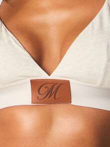 MISSGUIDED Ribbed Soft Cup Bralette With Logo Branding - Light Grey - View 3