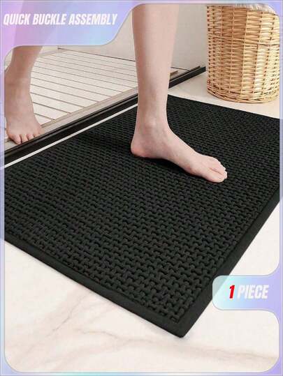 SHEIN 1 st lyxig chenille badrumsmatta 19x31'', extra mjuk och absorberande lurvig badrumsmatta, maskintvättbar, halkfri plyschmatta för badkar, dusch och badrum, svart badrumsinredning utomhusmatta dörrmatta höstdekor badrumstillbehör tillbaka till skolan
