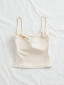 Lowkey Lull 1 件女士时尚细肩带背心，百搭外套，夏季，健身 - 米色 - 查看 2