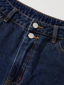 GlowEve Women's Summer Casual Vacation Fashion Commute Contrast Lace Trim Hem Denim Shorts - Dark Wash - View 4