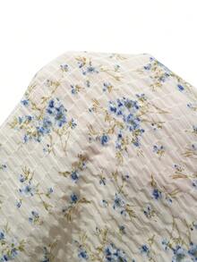 SHEIN 优雅孕妇碎花褶皱连衣裙 - 藍色 - 查看 7