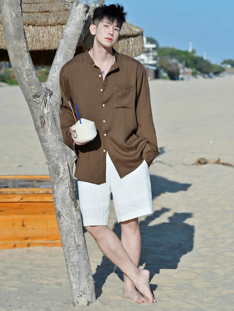 Men's Short Sleeve Shirt Outfit, Multi-Color Shirt Set For Summer