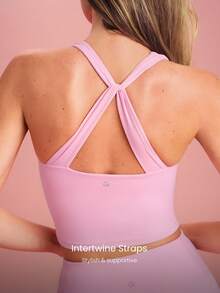 GLOWMODE Intertwine Tank Top Bra Low Impact Yoga Daily - Pink - View 3