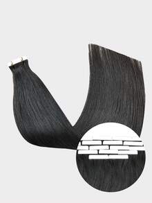20pcs Tape In Hair Straight Natural Black Color 150% 18-26 Inch Human Hair Tape In Hair Extension Tape In Hair Tape Ins Hair Extensions - SNatural - View 3