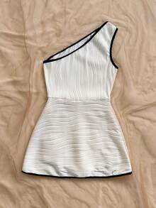 Soleia Women's Sleeveless Textured Jumpsuit Romper, Suitable For Vacation - Black and White - View 2