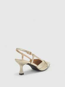 CUCCOO BIZCHIC Tacones altos de mujer con puntera puntiaguda, hebilla y decoración - Dorado - Ver 10