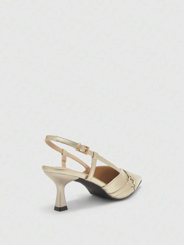 CUCCOO BIZCHIC Women's Pointed Toe Buckle Strap Decor High Heel Pumps Spring Shoes