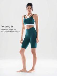 GLOWMODE Quần đạp xe FeatherFit™ 10 inch chống trượt, thích hợp cho chạy bộ, tập gym, tập luyện mùa hè. - Màu xanh lá cây đậm - Xem 5