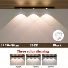 Modern LED Motion Sensor Strip Light, Wireless Rechargeable Magnetic Light Bar For Shoe Cabinets, Display Cases, Wardrobes, Smart Cabinets - Hill Effect, No Wiring Required, Easy Installation, USB-Powered, Plastic Material, Moire Pattern, Lacquered Finish, Button Control, Adjustable Brightness, LED Lights For Home Decor, Smart Lighting, Minimalist Decor, Sleek Design, Highquality Lights, Home Decorators - Black - View 16