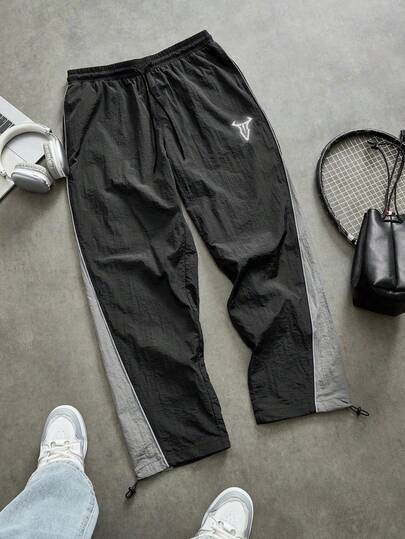Sport MetroGents Men's Casual Daily Contrast Color Bull Head Print Drawstring Waist Sports Pants
