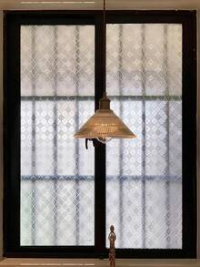 1 Roll Vintage Geometric Pattern Glass Film, Privacy Window Film, Glass Window Sticker, Reusable Non-Adhesive Glass Decoration For Home And Office - Clear - View 24